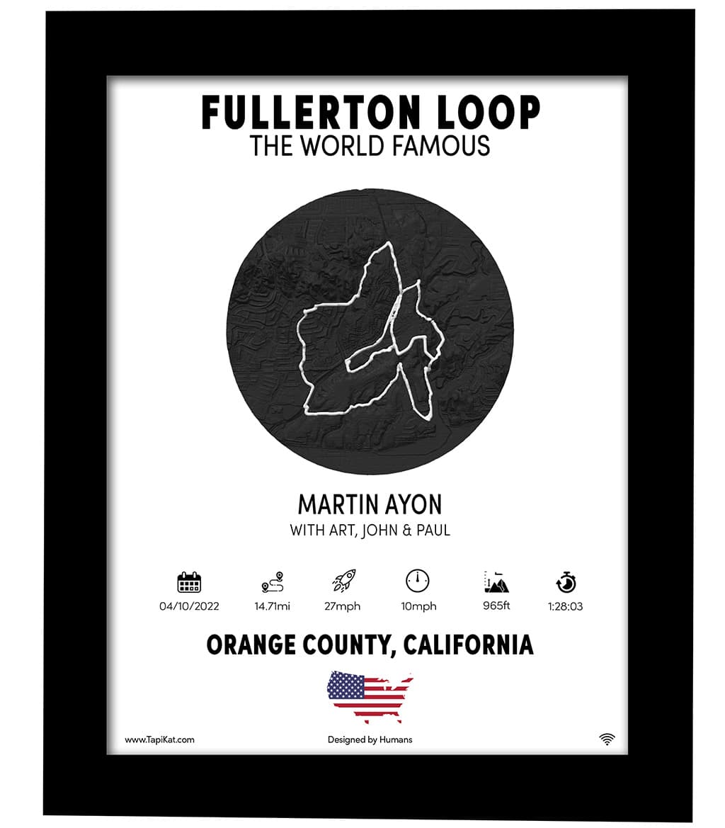 TapiKat framed route artifact displaying a cycling route with elevation data